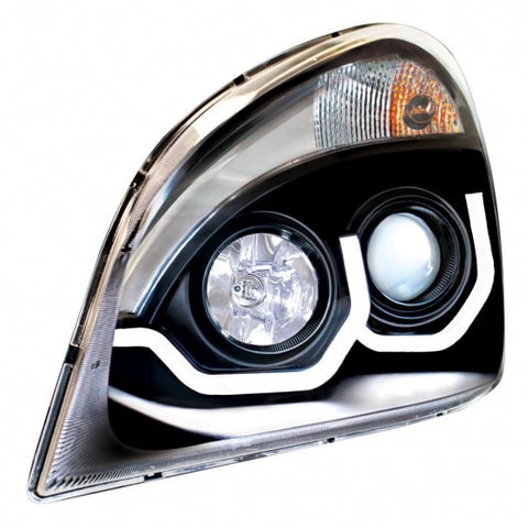 Blackout Projection Headlight With White LED Position Light For 2008-2017 Freightliner Cascadia - Passenger