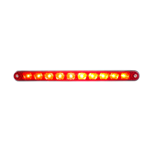 10 LED 9" Split Turn Function Light Bar With Bezel - Red LED/Red Lens