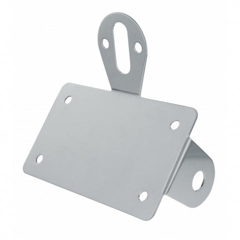 Bobber Style Horizontal Side Mount License Plate & Light Bracket For Motorcycle