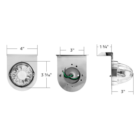 Dual Function Glass Watermelon Light With Stainless Steel Light Bracket Kit With LED Bulb-White LED
