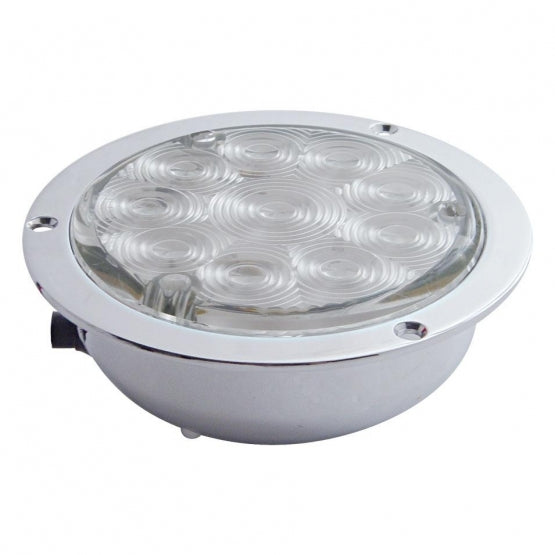 10 LED 4" Round Flange Mount Light (Stop, Turn &amp; Tail) - Red LED/Clear Lens