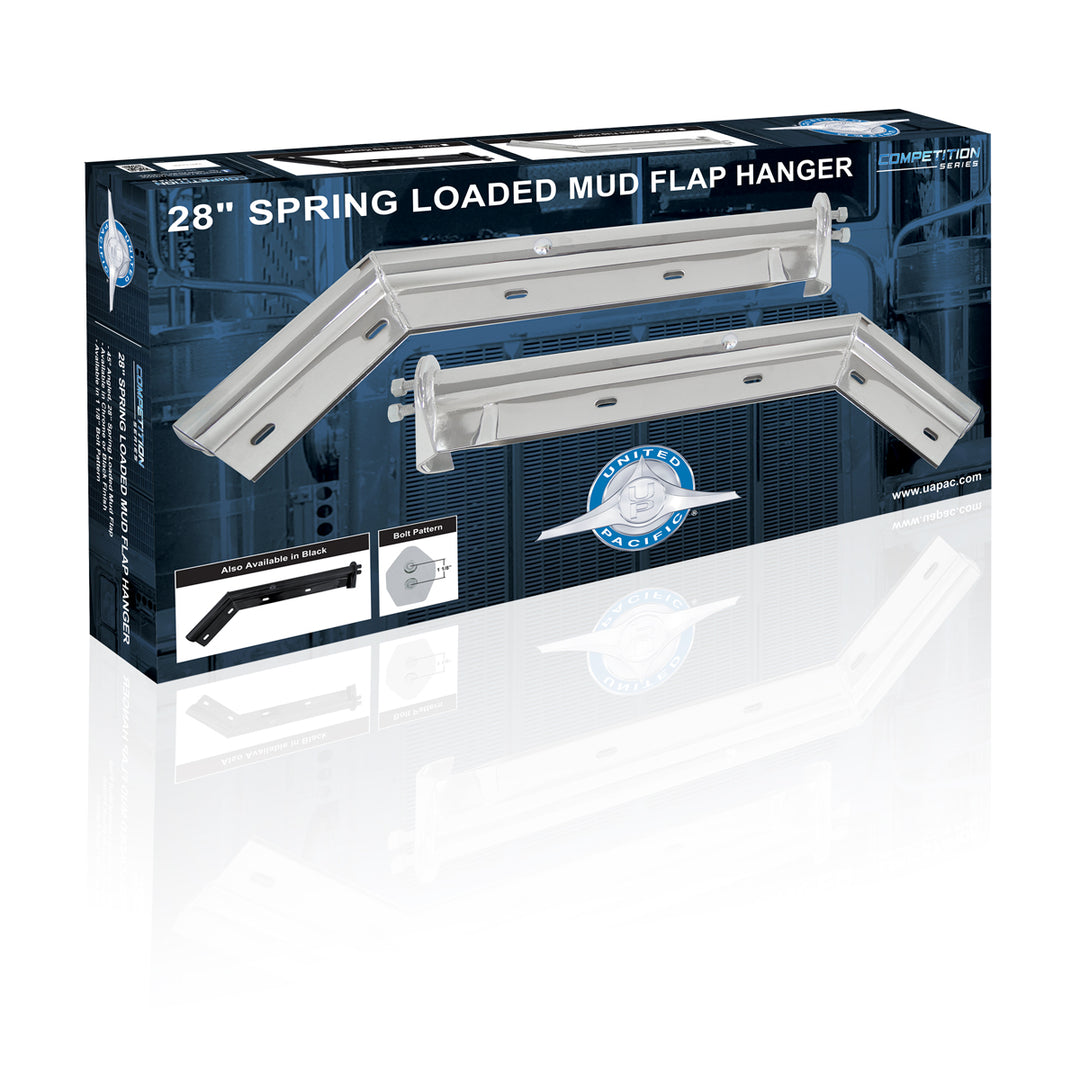 28" Black 45-Degree Angled Mud Flap Hangers - 1-1/8" Bolt Pattern - Competition Series (Pair)