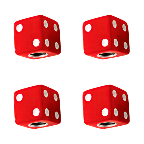 Red Dice Valve Caps With White Dots (Set of 4)