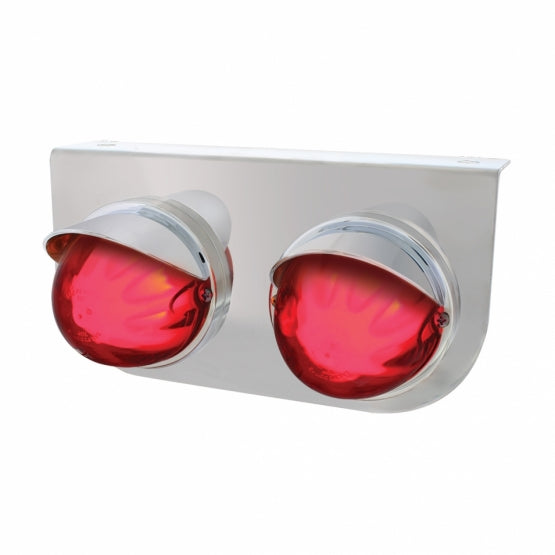 SS Light Bracket With 2X 9 LED Dual Function Watermelon GloLight &amp; Visors -Red LED &amp; Lens