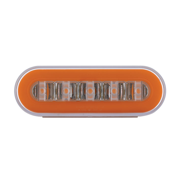 22 LED 6" Oval Clear Lens With Halo Insert GloLight Light - Amber LEDs/Amber Insert (Card)