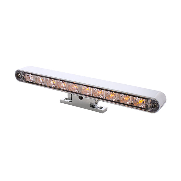 Chrome 10 LED Light Bar With 180 Degree Swivel Base - Dual Function Amber LED/Clear Lens