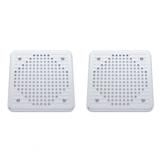 Chrome 5-5/8" Square Speaker Cover For Various Kenworth Models (Pair)
