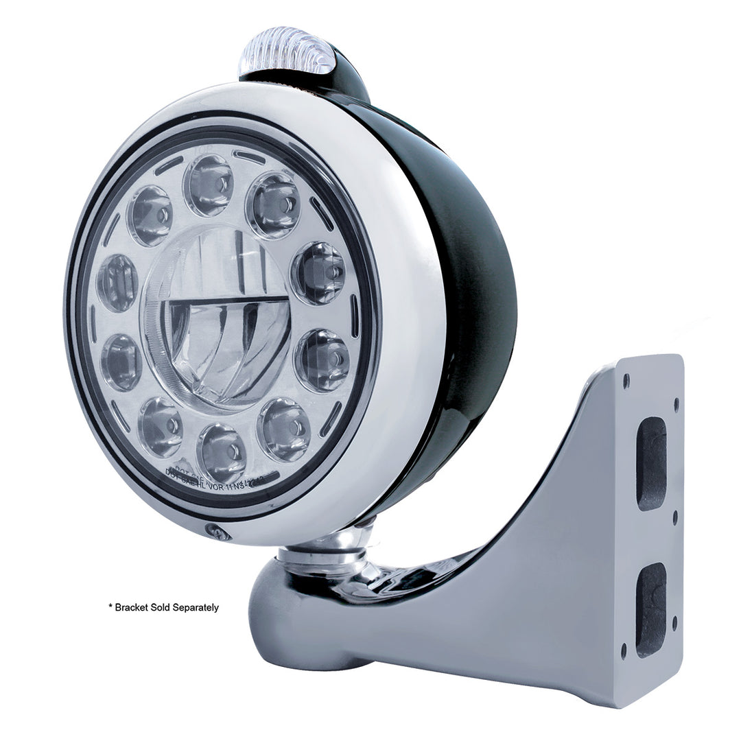 Black Guide 682-C Headlight 11 LED Bulb &amp; Dual Mode LED Signal - Clear Lens
