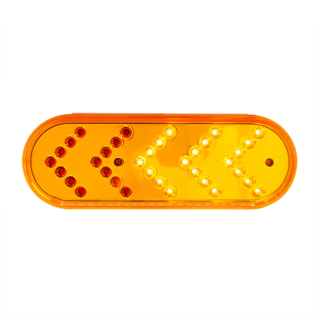 35 LED 6" Reflector Oval Sequential Turn Signal Light - Amber LED/Amber Lens