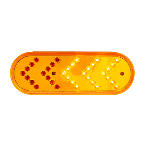 35 LED 6" Reflector Oval Sequential Turn Signal Light - Amber LED/Amber Lens