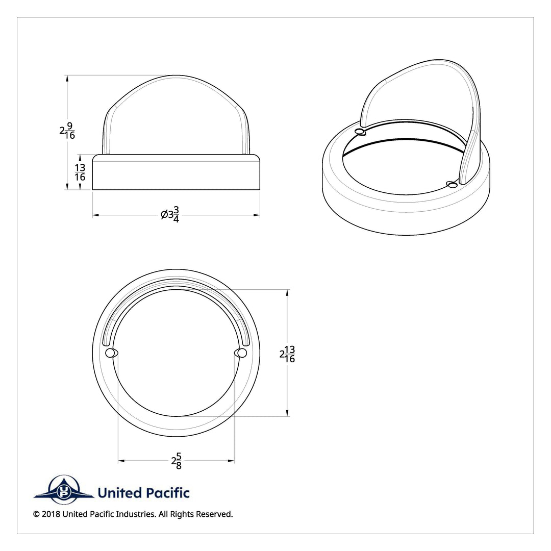 Chrome Plastic Cab Light Bezel With Visor For United Pacific Truck-Lite Style Cab Light