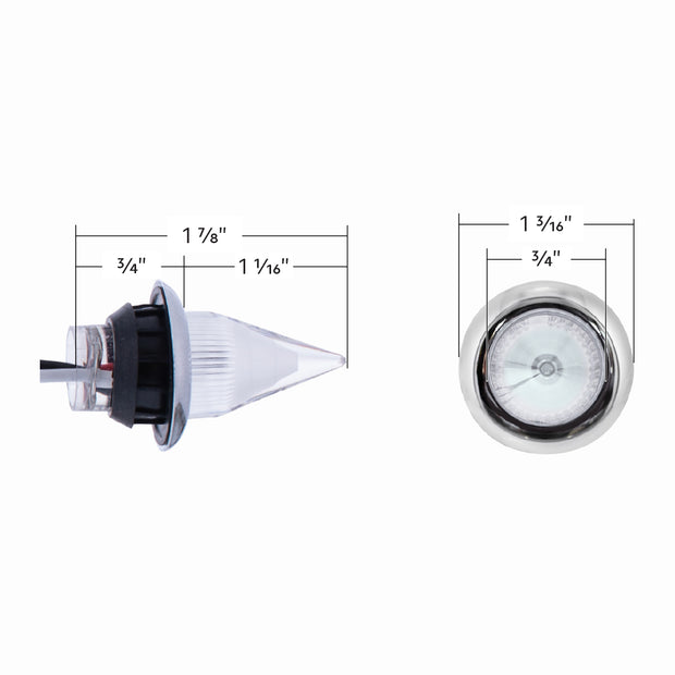 4 LED Dual Function 3/4" Mini Spike Light With SS Bezel (Clearance/Marker) - Red LED/Clear Lens