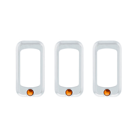 Rocker Switch Bezel For Peterbilt/ Kenworth With Copper Crystal (3-Pack)