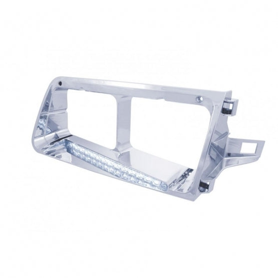 14 LED Headlight Bezel For 1989-2009 Freightliner FLD - Passenger - White LED/Clear Lens