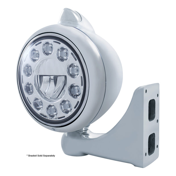 Stainless Steel Guide 682-C Headlight 11 LED Bulb & Original Style LED Signal - Clear Lens