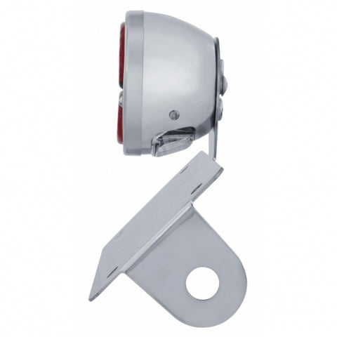 Chrome Horizontal Side Mount License Bracket For Motorcycle With 1928 LED "DUO Lamp" Tail Light