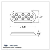 10 LED 6" Oval Flange Mount Light With Bezel (Stop, Turn & Tail) - Red LED/Red Lens