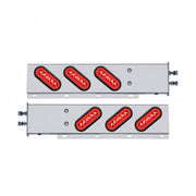 2-1/2" Bolt Pattern SS Spring Loaded Bar With 6X 22 Red LED 6" Oval GloLight & Grommet -Red Lens (Pair)