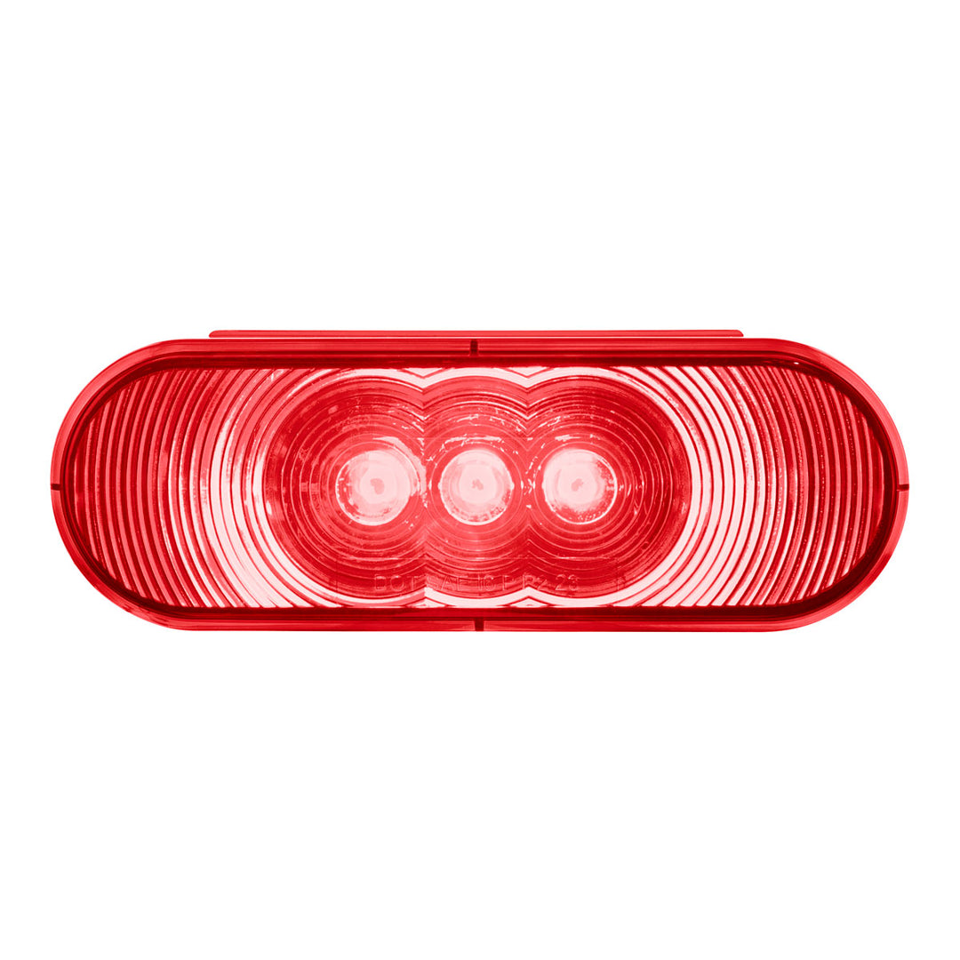 3 LED 6" Oval Light (Stop, Turn, &amp; Tail)- Red LED/Red Lens