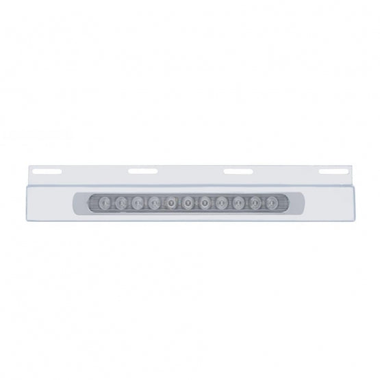 Stainless Top Mud Flap Plate With 11 LED 17" Light Bar &amp; Bezel - Red LED/Clear Lens (Each)