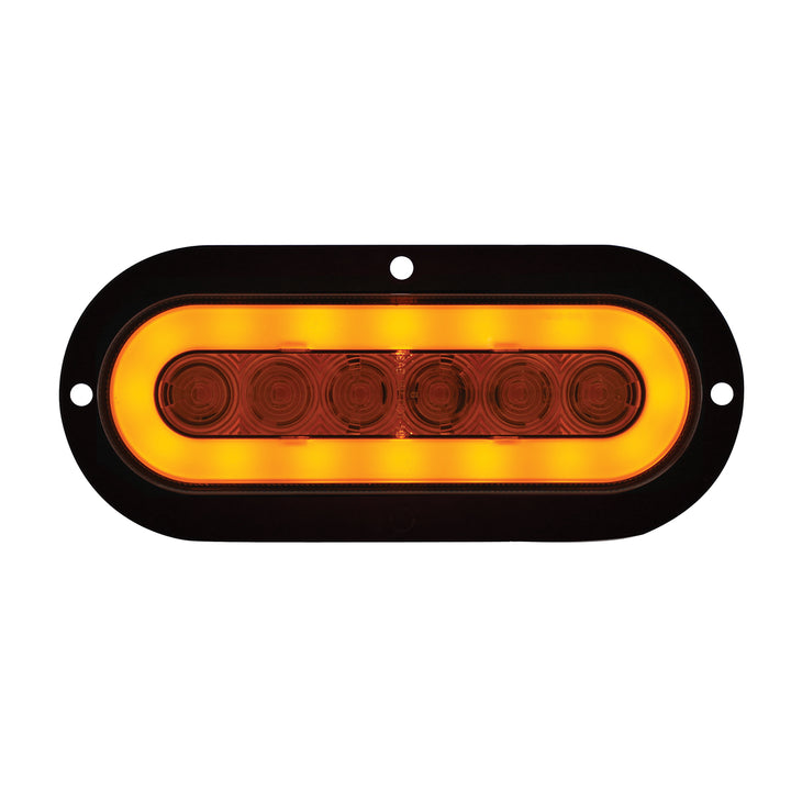 22 LED 6" Oval Flange Mount GloLight (Turn Signal) - Amber LED/Amber Lens