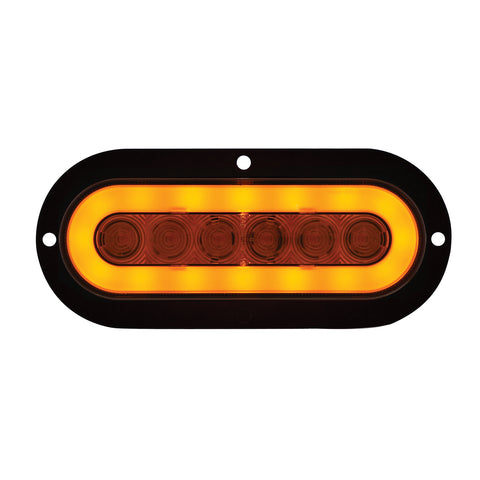 22 LED 6" Oval Flange Mount GloLight (Turn Signal) - Amber LED/Amber Lens