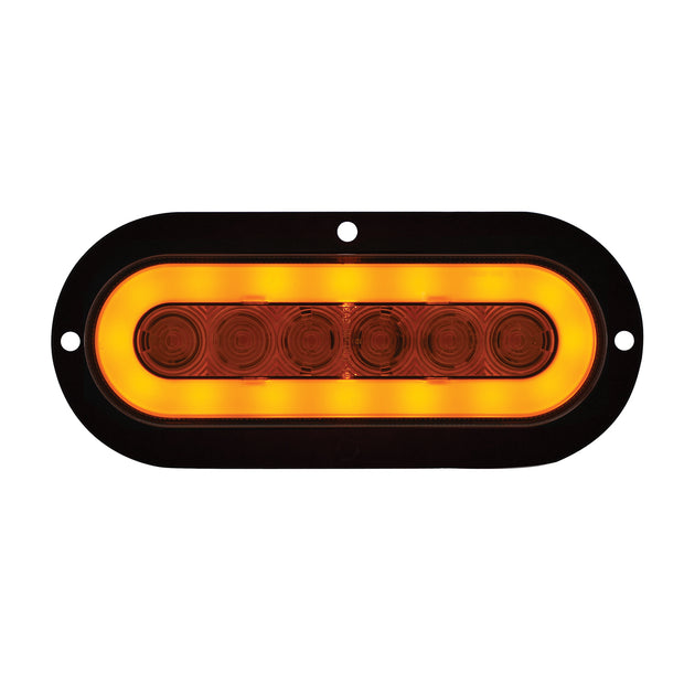 22 LED 6" Oval Flange Mount GloLight (Turn Signal) - Amber LED/Amber Lens