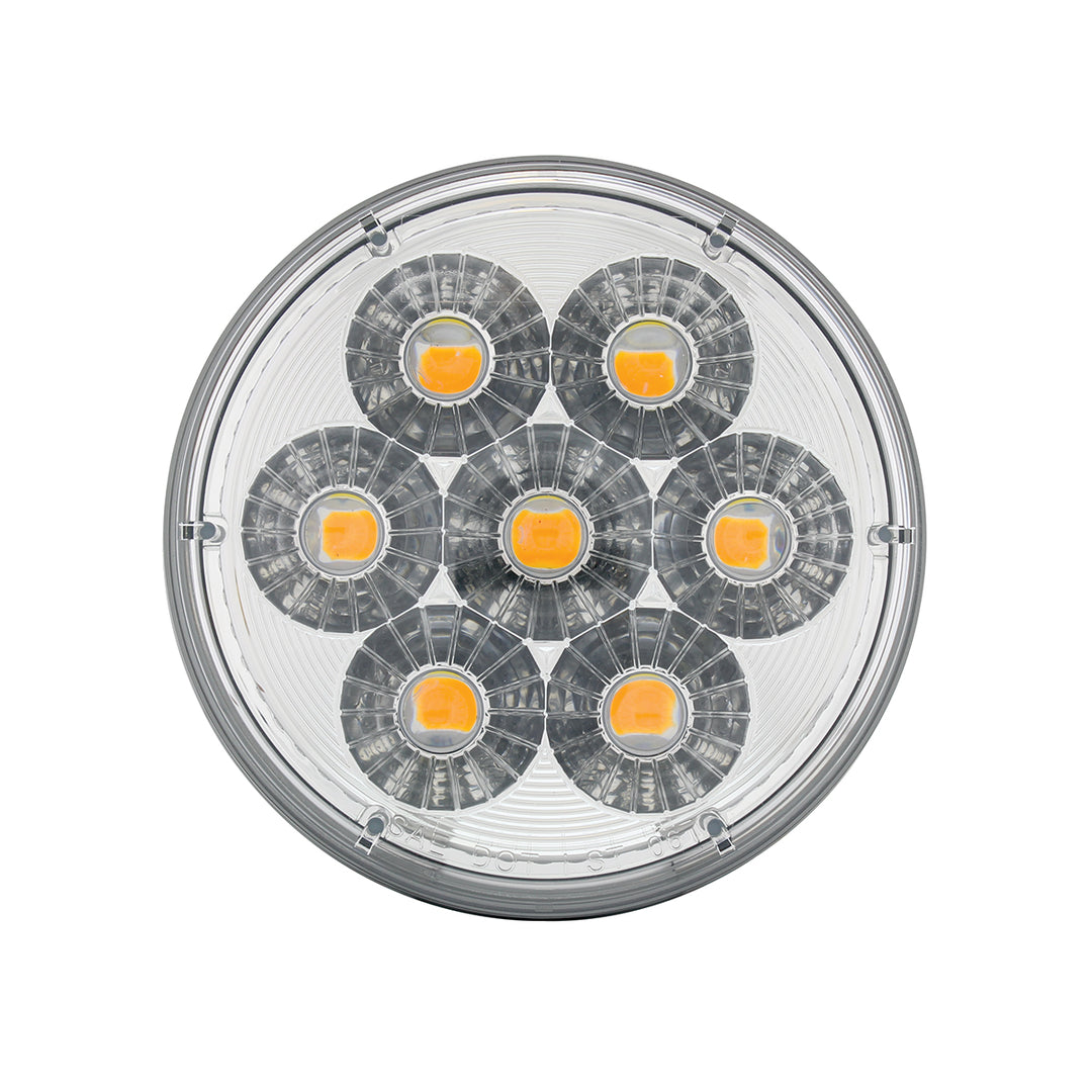 14 LED 4" Round Double Fury Light (Turn Signal) - Amber &amp; White LED/Clear Lens