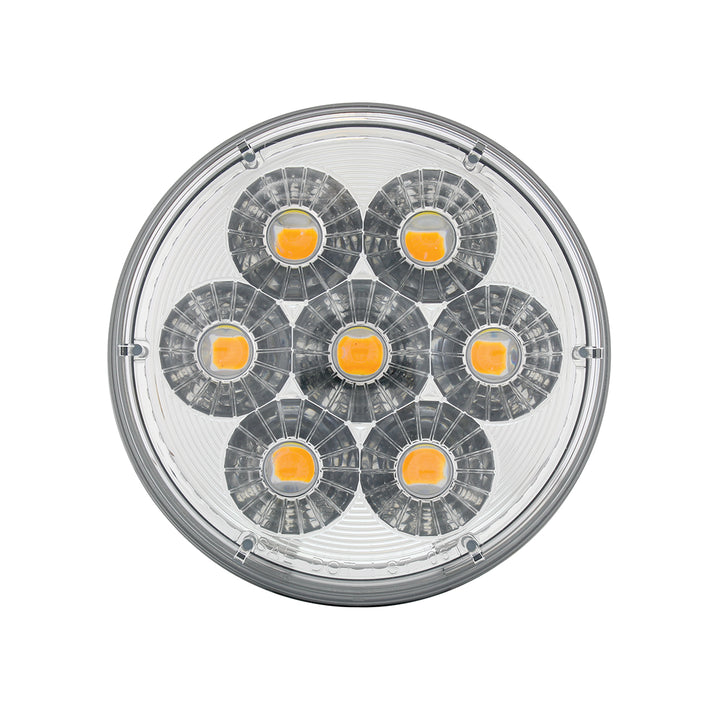 14 LED 4" Round Double Fury Light (Turn Signal) - Amber &amp; White LED/Clear Lens
