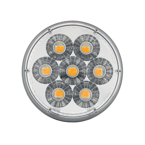14 LED 4" Round Double Fury Light (Turn Signal) - Amber & White LED/Clear Lens