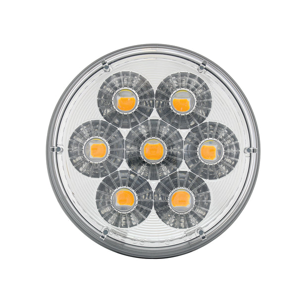 14 LED 4" Round Double Fury Light (Turn Signal) - Amber & White LED/Clear Lens