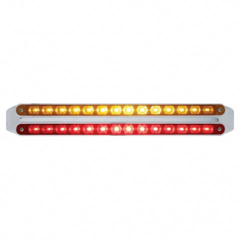 Dual 14 LED 12" Light Bars - Amber & Red LED/Amber & Red Lens