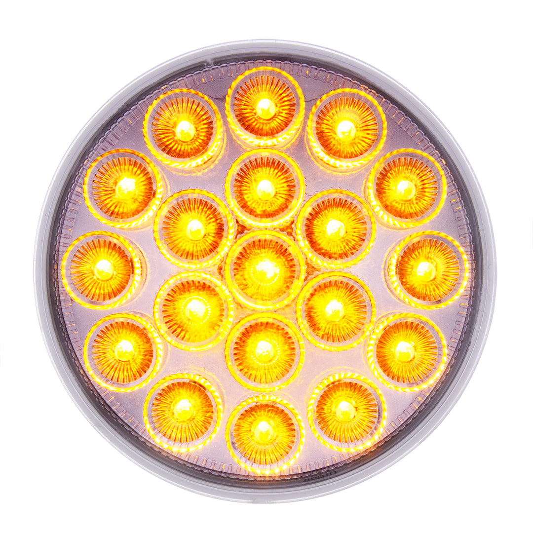 19 LED 4" Round Double Fury Light (Stop, Turn, Tail) With Warning Light - Red &amp; Amber LED/Clear Lens