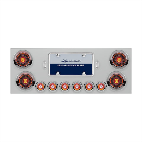 SS Rear Center Panel With Four 13 LED 4" Abyss Light & Six 4 LED 2" Lights & Visors-Red LED/Clear Lens