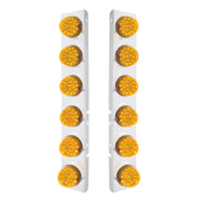 SS Front Air Cleaner Bracket With 12X 17 Amber LED Dual Function Reflector Lights & SS Bezels For Peterbilt-Amber Lens