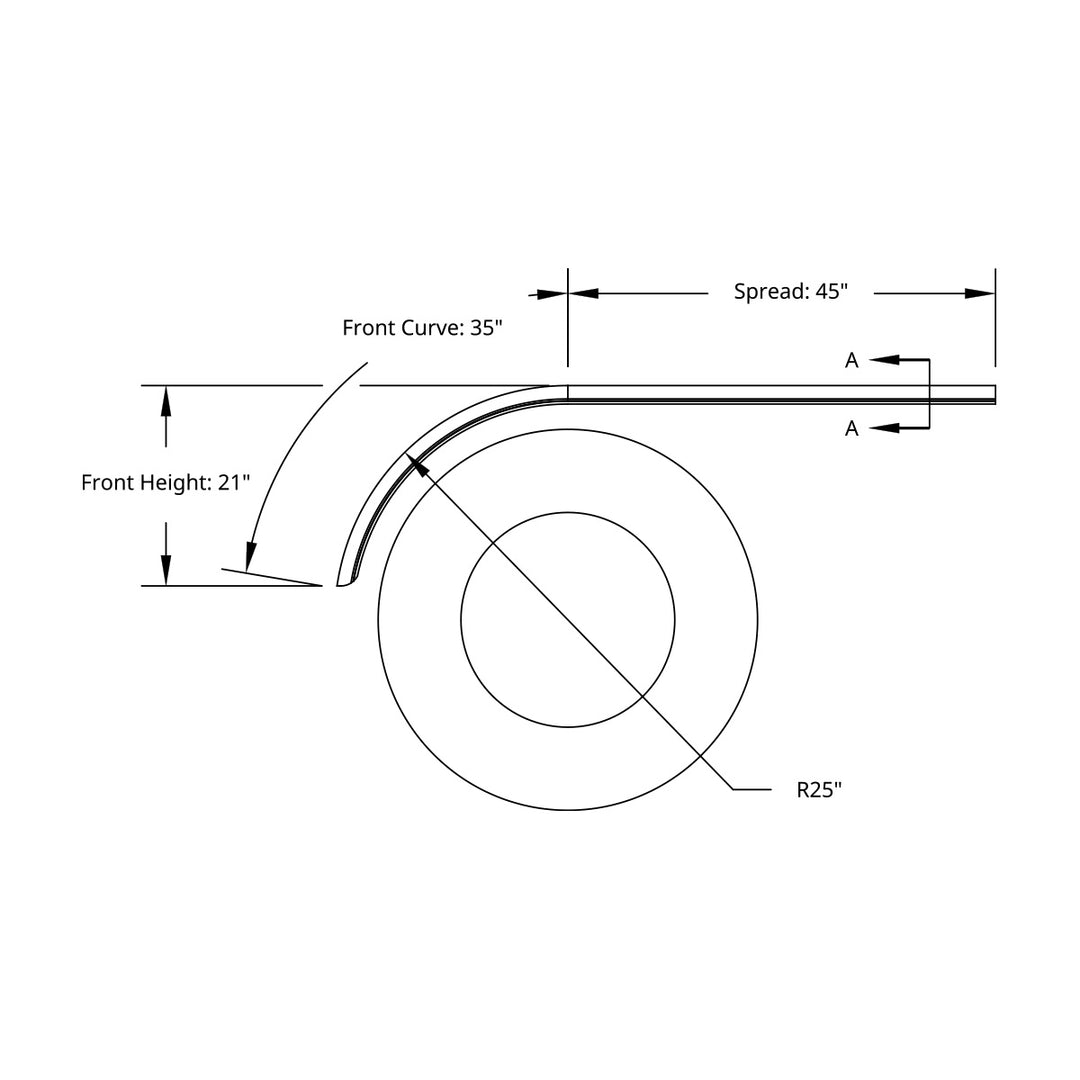 80" 430 Stainless Steel (16ga) Smooth Half Fender - SE Series (Pair)