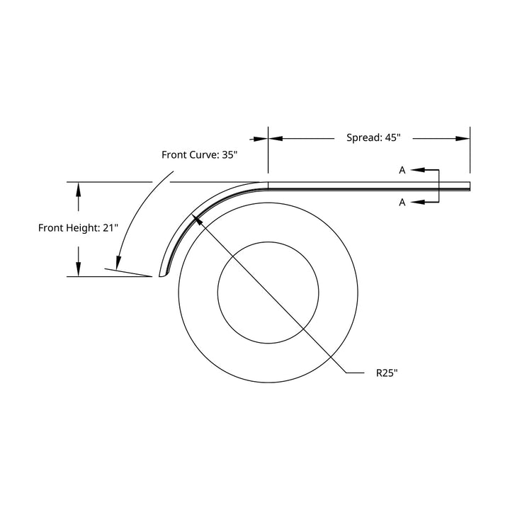 80" 430 Stainless Steel (16ga) Smooth Half Fender - SE Series (Pair)