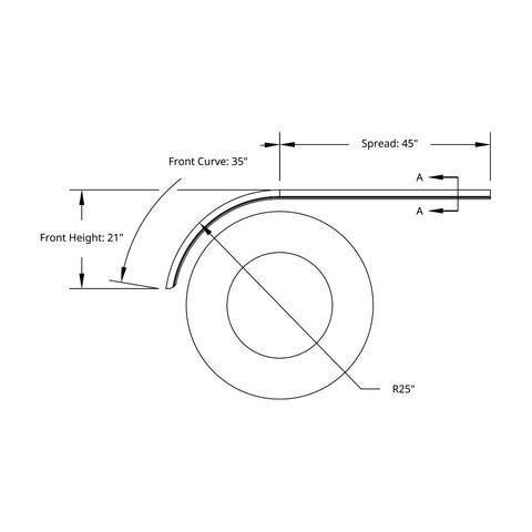 80" 430 Stainless Steel (16ga) Smooth Half Fender - SE Series (Pair)