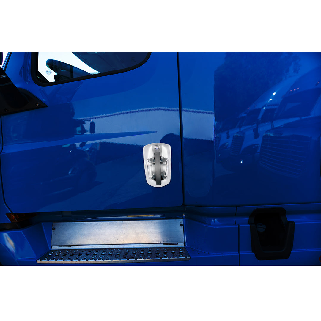 6 LED Chrome Door Handle Cover For 2018-2024 Freightliner Cascadia - Driver, White LED