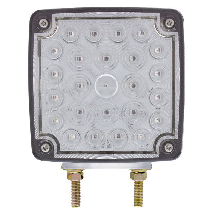 52 LED Double Stud Double Face Turn Signal Light (Driver) - Amber &amp; Red LED/Clear Lens