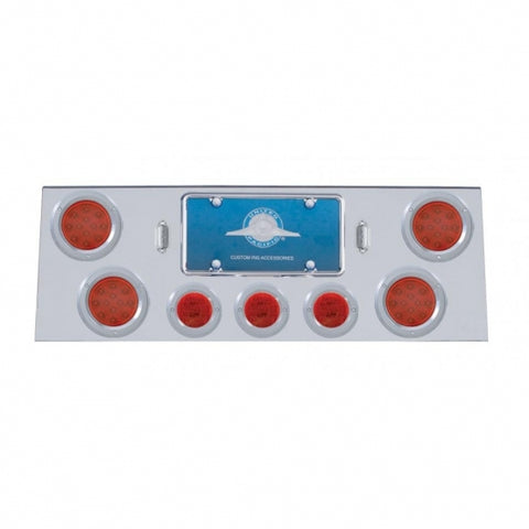 SS Rear Center Panel With 4X 12 LED 4" Reflector Light & 3X 13 LED 2-1/2" Light & Bezel -Red LED & Lens