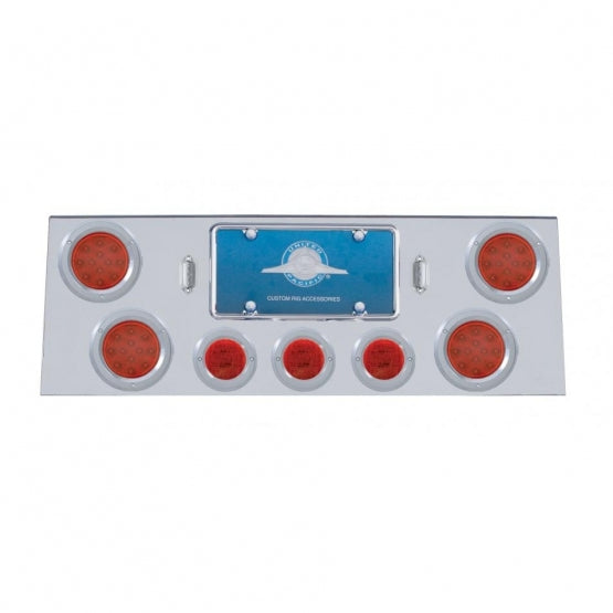 SS Rear Center Panel With 4X 12 LED 4" Reflector Light & 3X 13 LED 2-1/2" Light & Bezel -Red LED & Lens