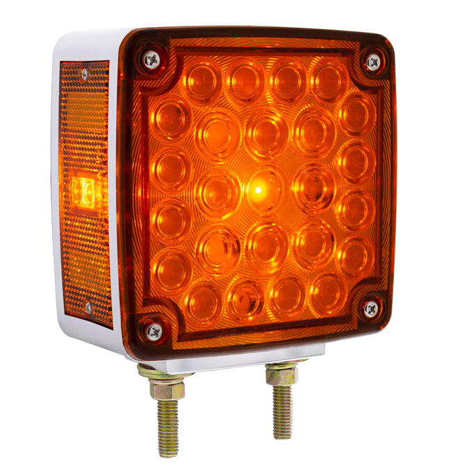 52 LED Double Stud Double Face Turn Signal Light (Passenger) - Amber &amp; Red LED/Amber &amp; Red Lens