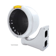 Stainless Steel Classic Half Moon Headlight No Bulb With LED Turn Signal - Amber Lens