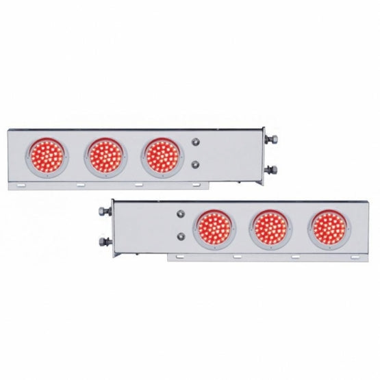 3-3/4" Bolt Pattern SS Spring Loaded Bar With 6X 36 LED 4" Lights &amp; Visors -Red LED &amp; Lens (Pair)
