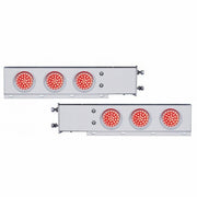 3-3/4" Bolt Pattern SS Spring Loaded Bar With 6X 36 LED 4" Lights & Visors -Red LED & Lens (Pair)