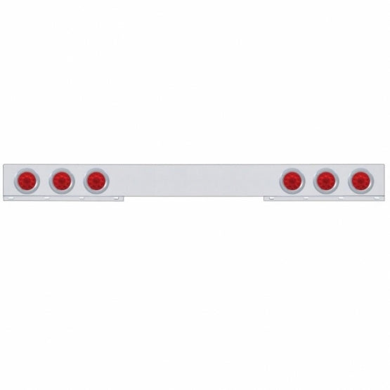 Stainless 1 Piece Rear Light Bar With 6X 10 LED 4" Lights & Bezels - Red LED/Red Lens