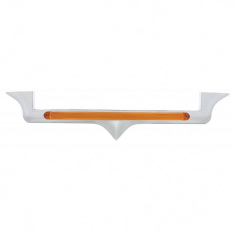 Chrome Hood Emblem Trim With 24 LED GloLight Bar For Kenworth - Amber LED/Amber Lens