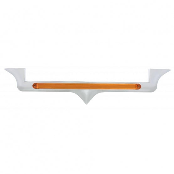 Chrome Hood Emblem Trim With 24 LED GloLight Bar For Kenworth - Amber LED/Amber Lens