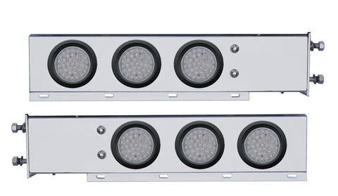 2-1/2" Bolt Pattern SS Spring Loaded Bar With 6X 36 LED 4" Lights -Red LED/Clear Lens (Pair)